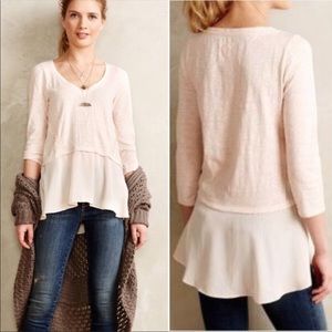 anthro Meadow Rue Pink Melia Peplum Top